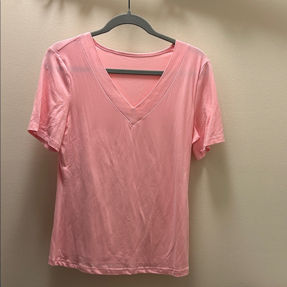 Women’s V-Neck Short Sleeve Top - Pink